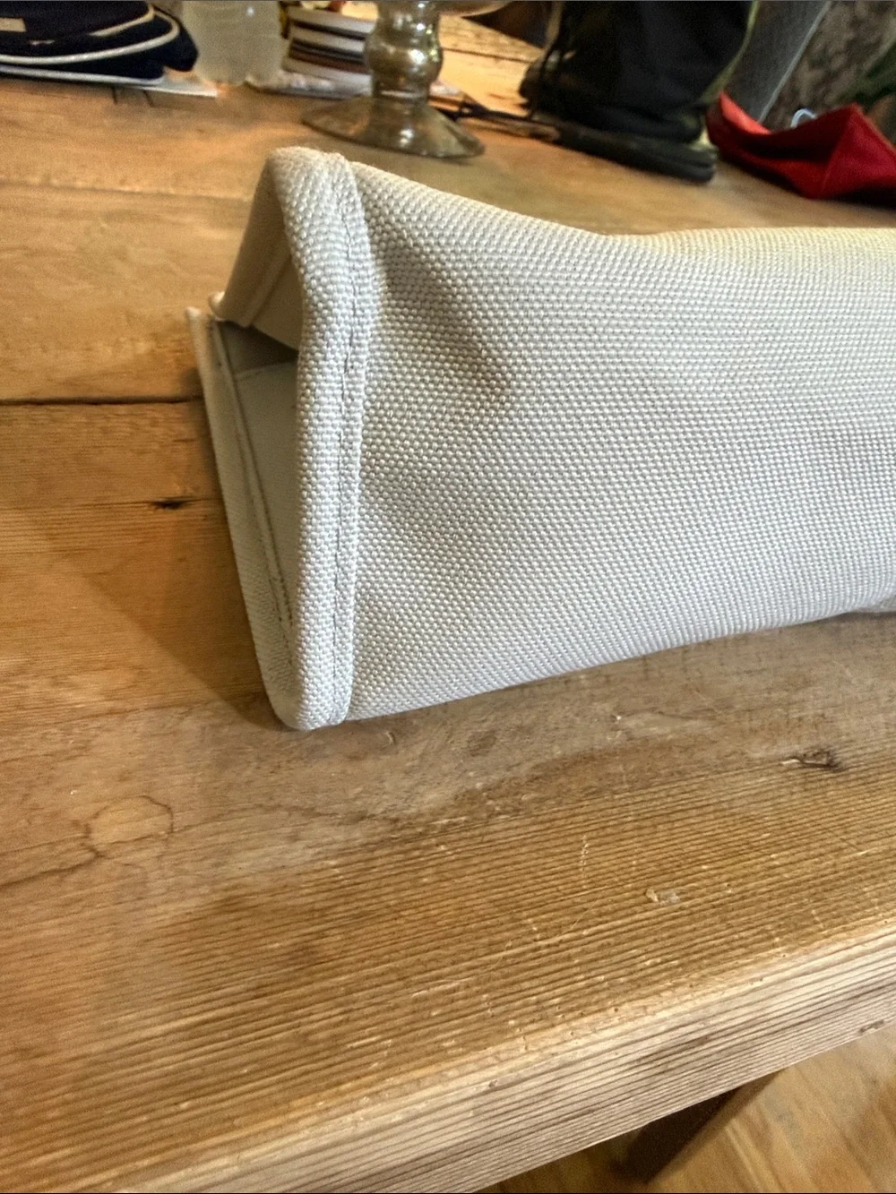 Dior Cream Canvas Cosmetic Pouch with Embossed Logo